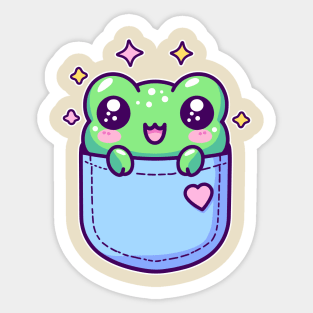 Kawaii Frog in Pocket Funny Toad Lover Sticker